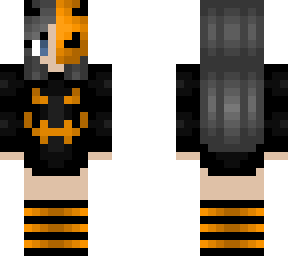halloween - black and orange pumpkin - gray hair w/ headphones and socks