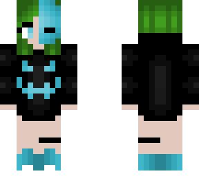 halloween - blue pumpkin face, black hoodie - short green hair
