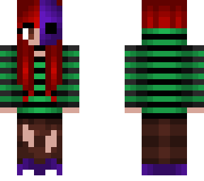 halloween - red head - purple mask - green and black stripes