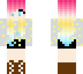 pan haired girl yellow dotted sweater