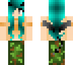 demonic and spicy aqua green hair girl