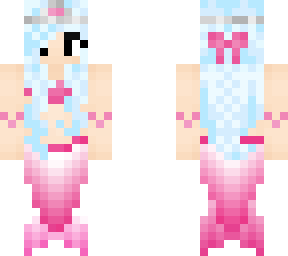 pink mermaid with blue hair