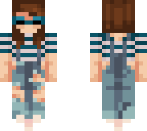 striped shirt overall girl with goggles