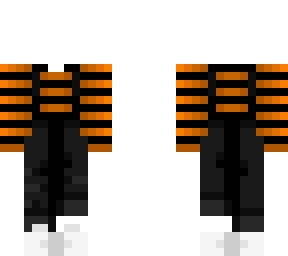 orange and black striped overalls