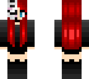 halloween - red hot hair - black outfit - anonymous mask