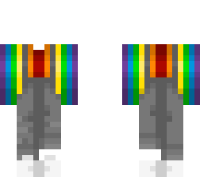 rainbow colored shirt - gray overalls - ob