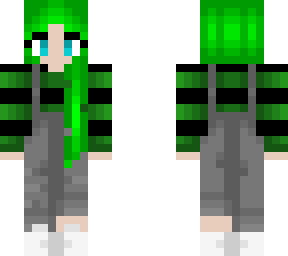the green girl - black and green - overalls