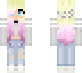girl with pink hair and plaid