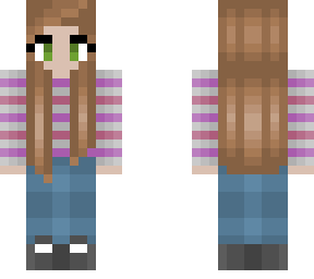 gray, pink and purple sweater - brunette - jeans