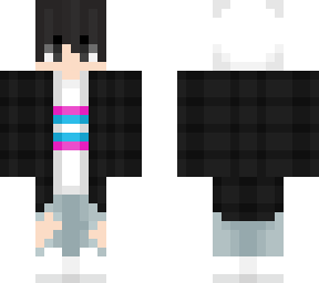 guy skin emo flannel with trans flag