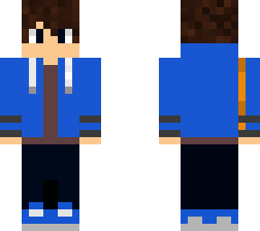 blue jacket and brown stripes