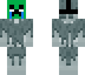 stray mob wearing a crying creeper mask (with eye holes)