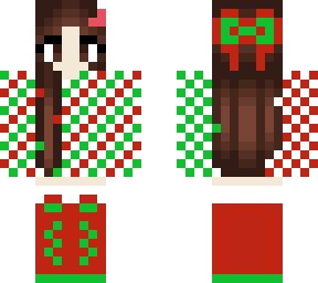 christmas girl with stocking in hair and bow