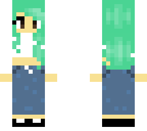 green hair casual girl