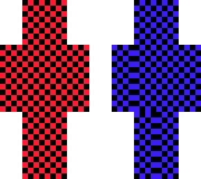 half red half blue chained