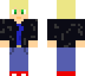 leather jacket. blue shirt
