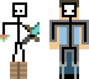 stickman and stickman controlling player on the back