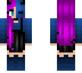 violet left side hair - blue mask w/ outfit - black overalls
