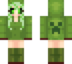 creeper girl with green hair and eyes