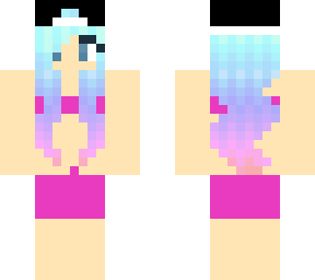 galaxy haired girl in bikini