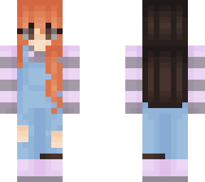 orange and brown two toned hair overalls girl