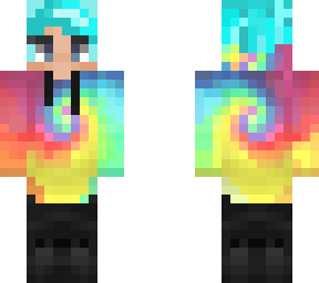rainbow tie dye hair with aqua hair!