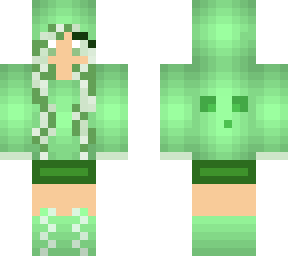 slime girl with green hair and eyes