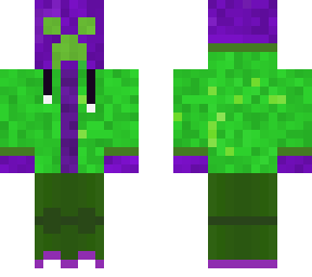 green and purple creeper with hoodie