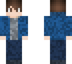 blue jacket with grey tee