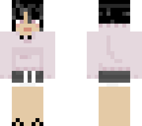 black hair gamer girl comfy pink sweatshirt owo