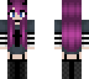 cute goth girl - stripes - boots - horns and bows