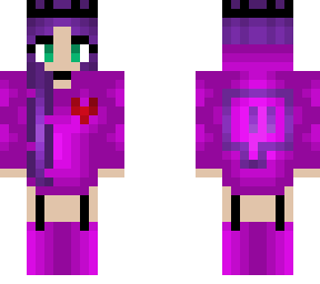 cute purple hair girl in pink twitch hoodie