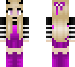 black pink and white - blonde w/ purple skirt