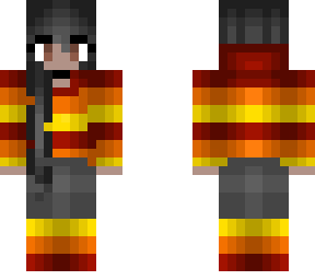 autumn fire - long black hair - fire hoodie