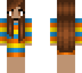 halloween - blue orange and yellow stripe dress - brunette