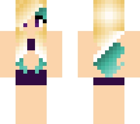 blond and blue haired girl with purple eyes