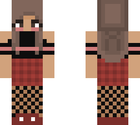 black shirt and plaid skirt girl