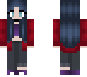 halloween - grayish blue hair - red jacket - purple top