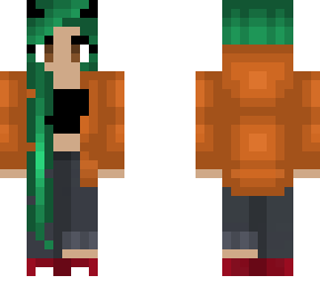 halloween - orange jacket w/ hoodie - green hair cutie