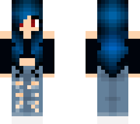 blue hair girl with bi flag