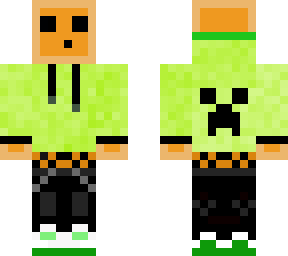 orange slime in green creeper hoodie