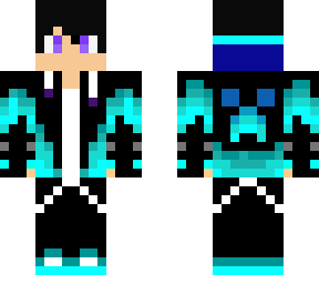 blue minecraft gamer without mask