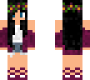purple flower crown black hair girl