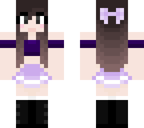 purple outfit brown haired girl