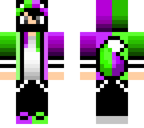 wolf boy with a green /purple hoodie