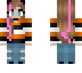 edited girl w/ cat ears and pink hair streaks and a sweater