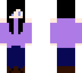 purple shirt on black haired girl but with shorter hair