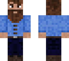 long beard, blue shirt