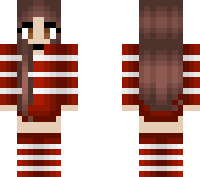 christmas - brunette - red and white stripe outfit