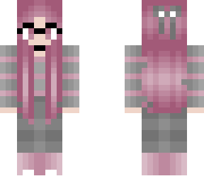 girl - gray and pink - pink stripes - nerdy cutie